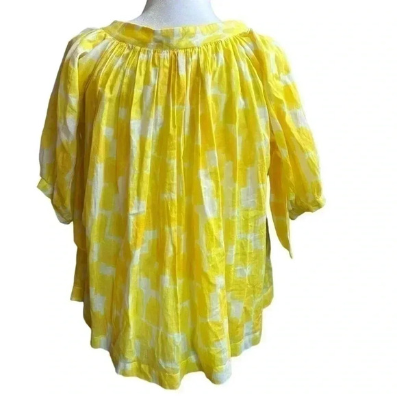 See by Chloe Yellow and White 109% Cotton Blouse Size 6 - Picture 4 of 9